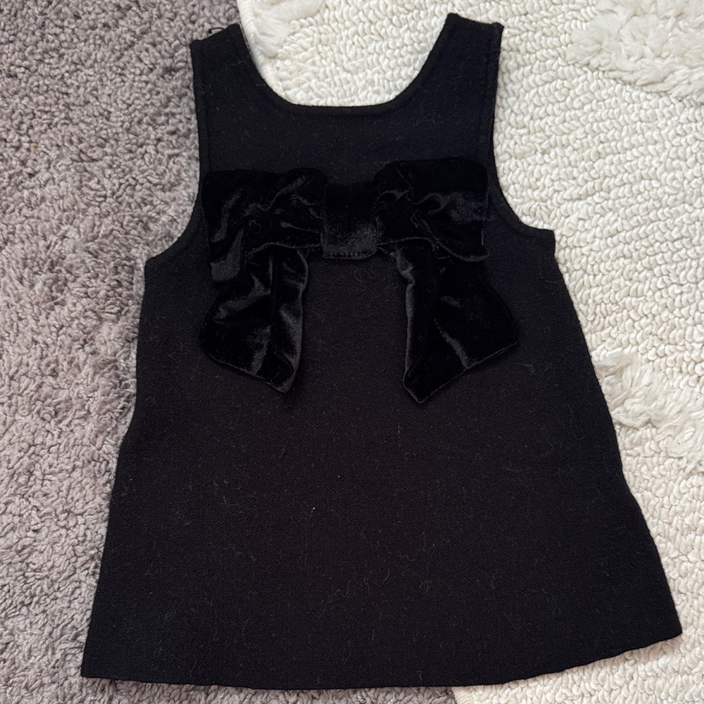 Zara Black Sleeveless Dress with Velvet Bow